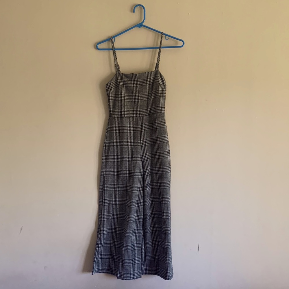 Gray plaid style jumpsuit